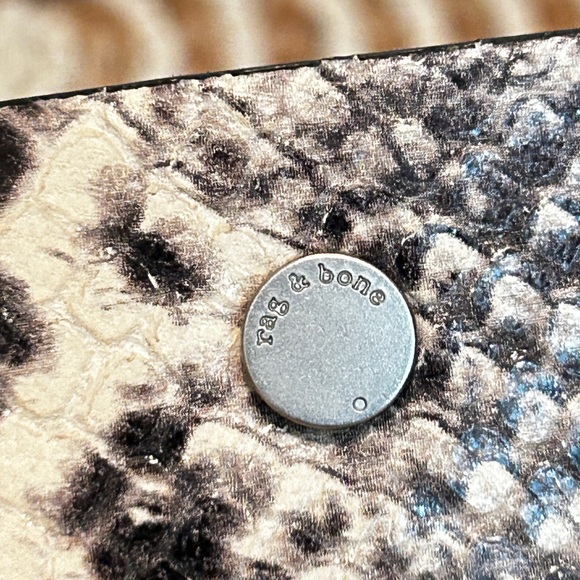 Rag & Bone Black and Cream Snakeskin Belt with Gold Buckle - Picture 2 of 6